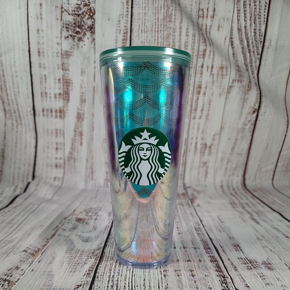 Starbucks Acrylic Iridescent Rainbow Siren Scales Cold Cup Mermaid Tumbler 24 oz